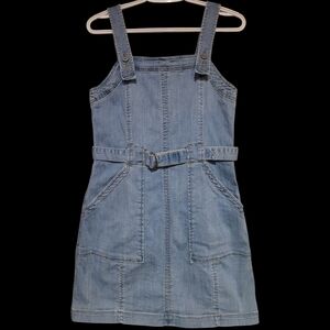 American Eagle Denim Dress Size 10 Light Wash Belt Adjustable Straps Back Zipper